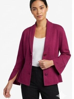 Alfani Berry-Red Open Front Button Knit Jacket